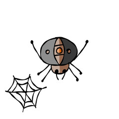 Spider icon, isolated on white. Hand drawn style.