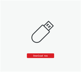 Usb vector icon. Symbol in Line Art Style for Design, Presentation, Website or Mobile Apps Elements, Logo. Pixel vector graphics - Vector