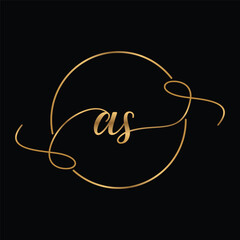 AS Golden Initial Handwriting Minimalist Logo Design