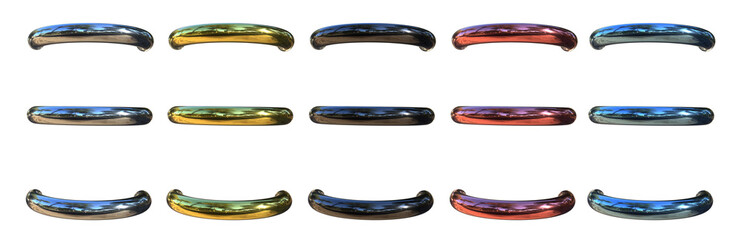 Realistic metal ring binders for notebooks or calendars. 3D black, steel, gold spring 