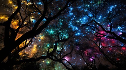 Luminescent Sky: A Celestial Canvas of Bioluminescent Diversity