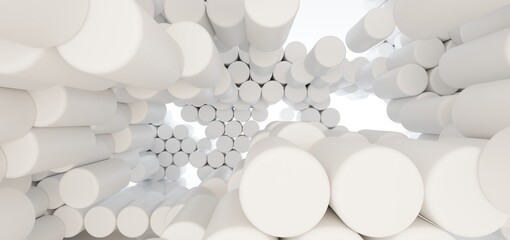 Luxury white abstract architectural minimalistic background. Contemporary showroom. Modern  exhibition stand. Empty gallery. Backlight. Polygonal Graphic Design. 3D illustration and rendering.