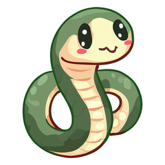 Fototapeta premium Cute Snake Cartoon On White Background