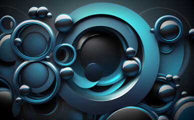 Abstract blue background with circles. Generative AI