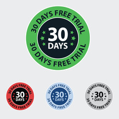 Free 30 Days Trail Pictogram icon, symbol, seal, badge,stamp, emble, logo, sign, packaging, try, one month free trial, marketing, business, promotion, sale, online shoping, tag, special offer.