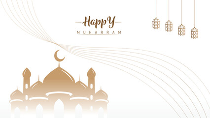 elegant design banner poster minimalist wallpaper Islamic hijri new year muharram