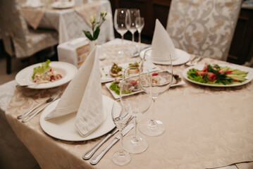 Wedding celebration in an elegant restaurant