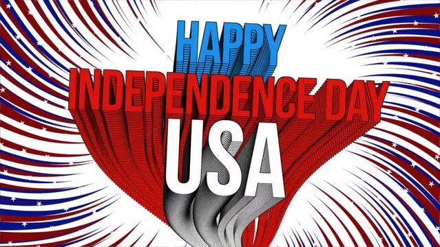 Animation video text happy independece day usa
