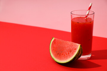 Concept of fresh and tasty summer drink - Watermelon smoothie