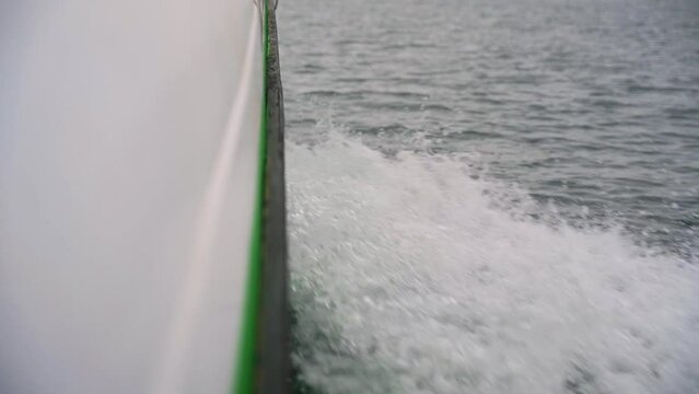 Boat wake view from boat on the ocean 1080p 120fps Wide angle shot