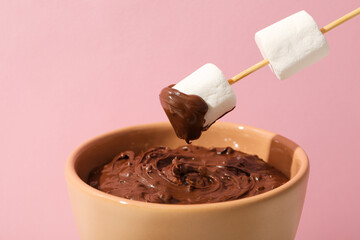 Concept of tasty sweet food - chocolate fondue