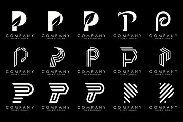 Set of letters P logo design. modern creative monogram icon design inspiration.