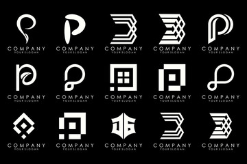 Set of letters P logo design. modern creative monogram icon design inspiration.