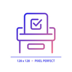 Pixel perfect gradient voting icon with checkmark, isolated vector illustration, election sign.
