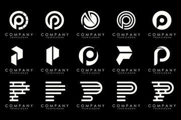 Set of letters P logo design. modern creative monogram icon design inspiration.