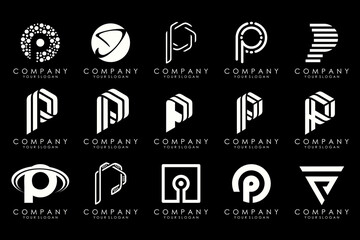 Set of letters P logo design. modern creative monogram icon design inspiration.