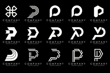 Set of letters P logo design. modern creative monogram icon design inspiration.