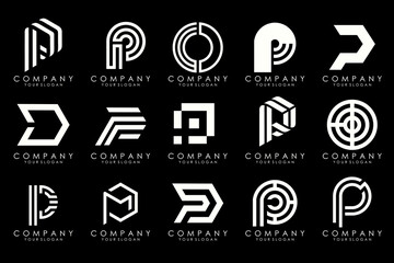 Set of letters P logo design. modern creative monogram icon design inspiration.