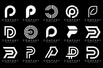 Set of letters P logo design. modern creative monogram icon design inspiration.