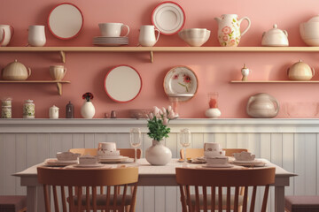 a dining room with a sweet and cute color