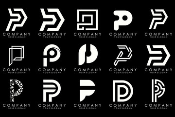 Set of letters P logo design. modern creative monogram icon design inspiration.
