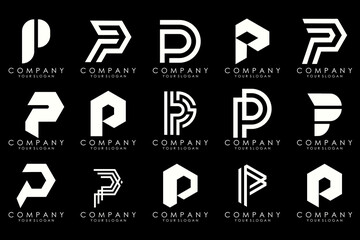 Set of letters P logo design. modern creative monogram icon design inspiration.