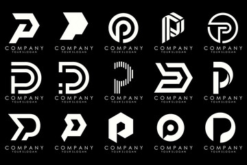 Set of letters P logo design. modern creative monogram icon design inspiration.