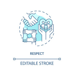 Respect turquoise concept icon. Human dignity. Cultural sensitivity. People relationship. Diversity and inclusion abstract idea thin line illustration. Isolated outline drawing. Editable stroke