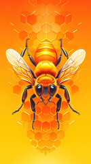 golden bee illustration, wallpaper