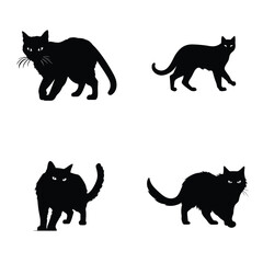 set of cats silhouettes