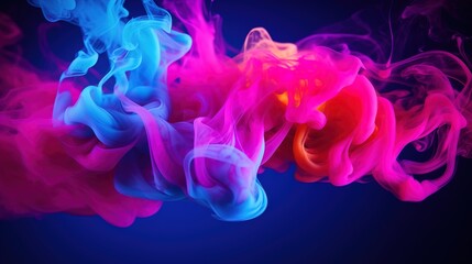 Fototapeta premium Adaptable Neon Haze: Elevating an Empty Dark Room with Neon Smoke and Ultraviolet Glow