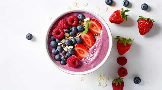 A photograph of a tasty fresh smoothie bowl