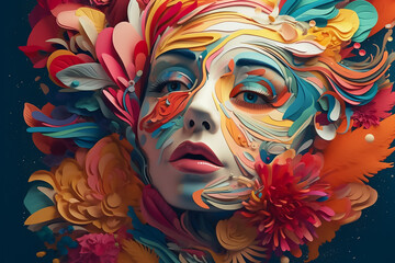 Colorful woman abstract art background