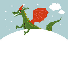 New Year of the green Dragon on the eastern calendar. Greeting card, banner with place for your text