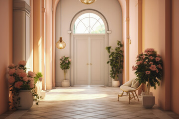 an entrance hall with a sweet and cute color
