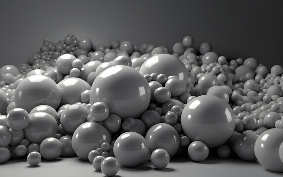 Abstract background made of chaotic spheres, Generative AI © Andrii