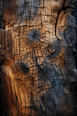 Charred Cracked Veined Wood Texture Closeup Created With Artificial Intelligence