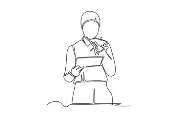 Single one line drawing Speech recognition device concept. Voiceover. Continuous line draw design graphic vector illustration.