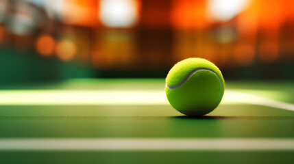 closeup of tennis ball on the court created with Generative AI