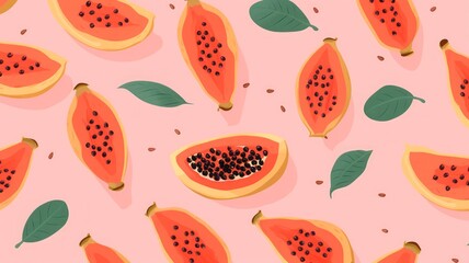 Tropical seamless pattern with minimal on background, fruit repeat background, bright print vector for fabric or wallpaper.