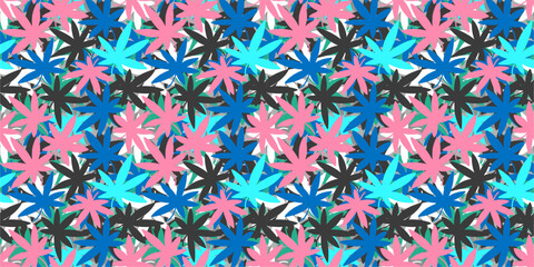 Trendy Abstract Colorful Khaki Texture Camouflage With Cannabis Leaves Seamless Pattern Background Vector Illustration