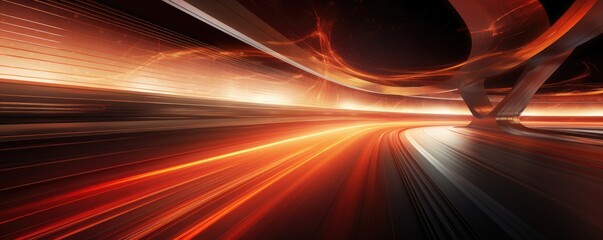 Super fast, ultra speed. encountering a curve. light speed motion blur. abstract background. Hand edited generative AI.