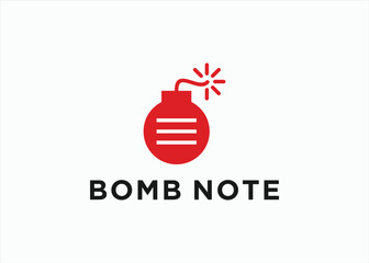 bomb with note logo design vector silhouette illustration