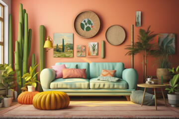 a family room with a sweet and cute color