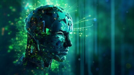 Intelligence artificielle et cerveau humain, illustration conceptuelle sur le pouvoir de l'esprit et de la pensée, ia générative