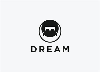 moon with mattress logo design vector silhouette illustration