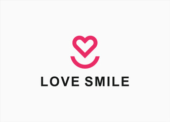 heart with smile logo design vector silhouette illustration