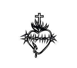 Sacred Heart of Jesus with circle Light, art vector design