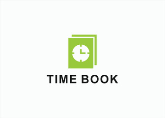 book with clock logo design vector silhouette illustration
