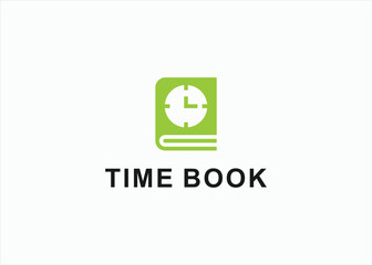 book with clock logo design vector silhouette illustration